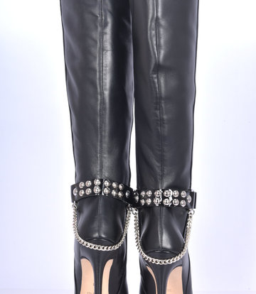 Sanctum Synthetic Leather Synthetischer Stiefelgürtel LEA - 2 cm - Einzelkette - Schwarz glänzend