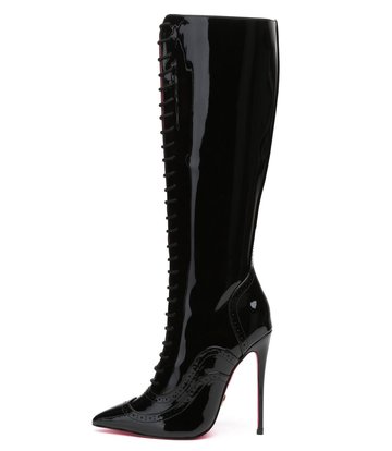 Giaro Giaro MILANA BLACK SHINY LACE KNEE BOOTS