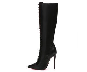 Giaro MILANA BLACK MATTE LACE KNEE BOOTS - Shoebidoo Shoes | Giaro high ...