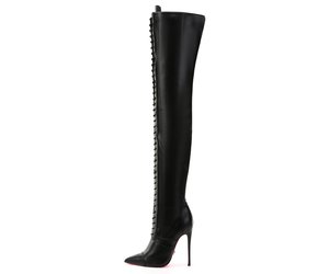 Giaro MASTER BLACK MATTE LACE THIGH BOOTS - Shoebidoo Shoes | Giaro ...