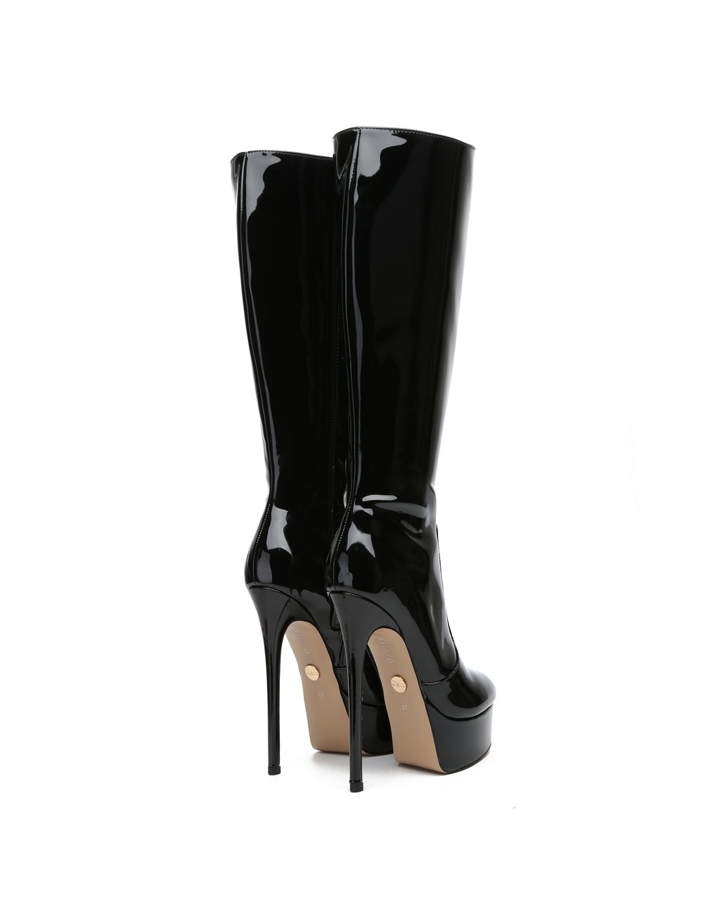 Giaro Giaro STACKSTAND BLACK SHINY KNEE BOOTS