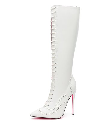 Giaro Giaro MILANA WHITE MATTE LACE KNEE BOOTS