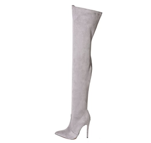 Instagram Elisa - Grey velour thigh boots - Shoebidoo Shoes | Giaro ...