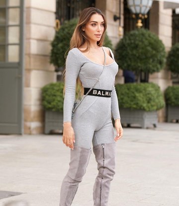 Instagram Elisa - Grey velour thigh boots