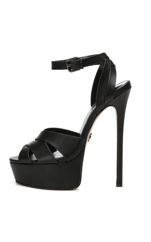 black slippers heels