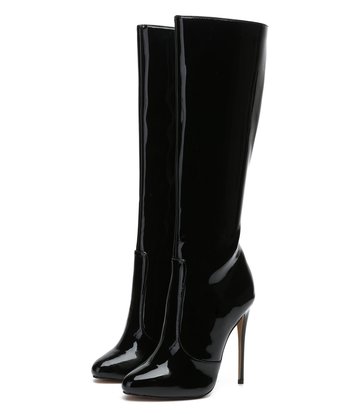 Giaro BRANDY BLACK SHINY KNEE BOOTS - Shoebidoo Shoes | Giaro high heels