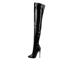 Giaro BELINDA BLACK SHINY THIGH BOOTS - Shoebidoo Shoes | Giaro high heels