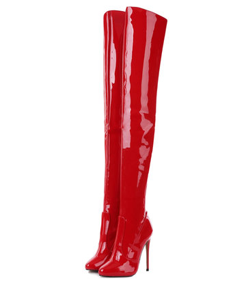 Giaro BELINDA RED SHINY THIGH BOOTS - Shoebidoo Shoes | Giaro high heels
