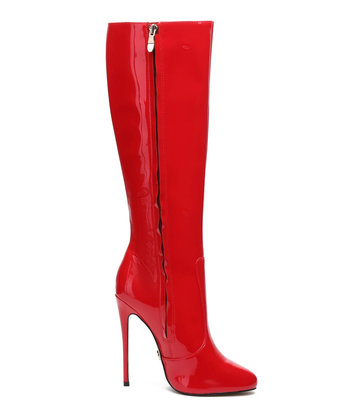 Giaro Giaro BRANDY RED SHINY KNEE BOOTS