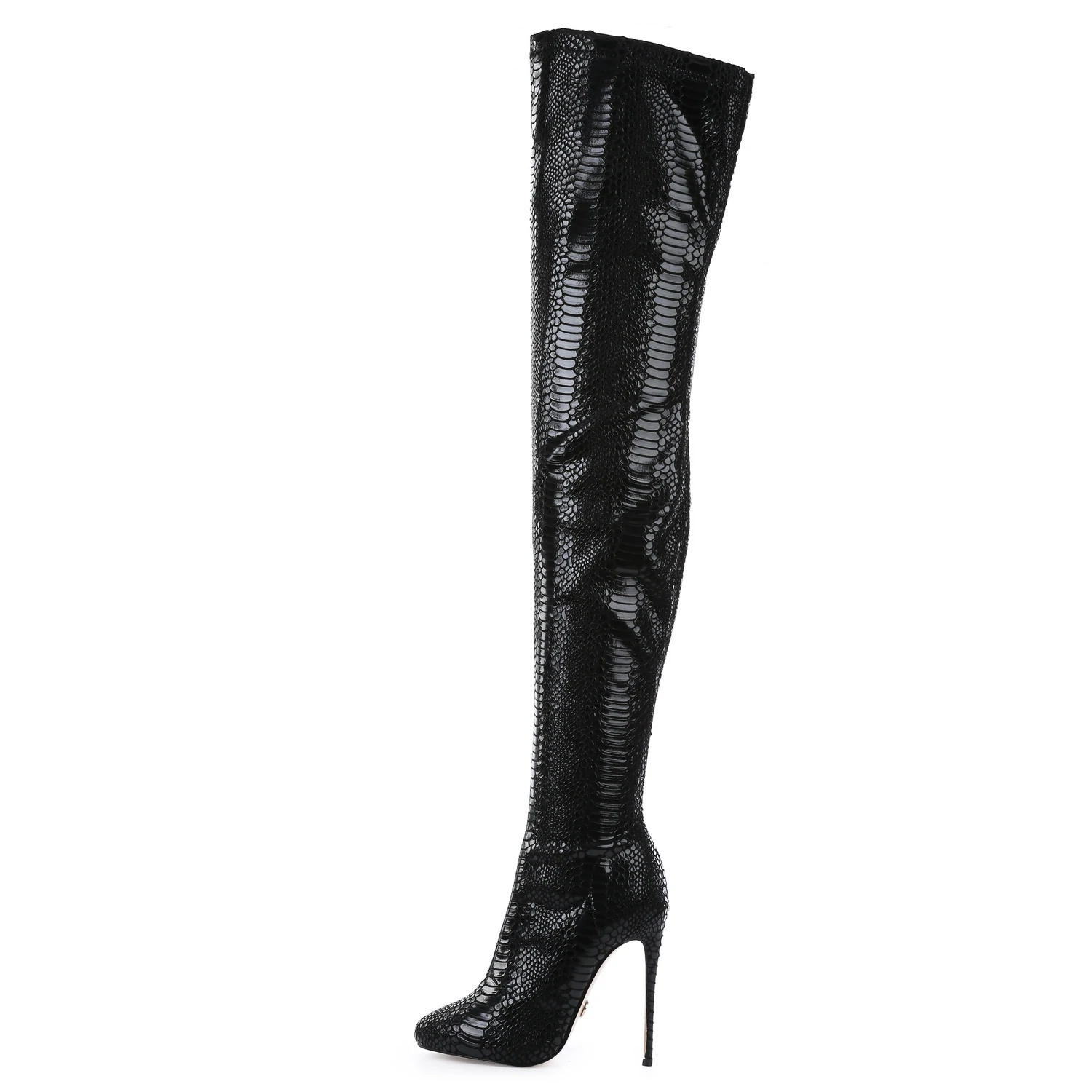 Giaro BELINDA BLACK SNAKE THIGH BOOTS - Shoebidoo Shoes | Giaro high heels