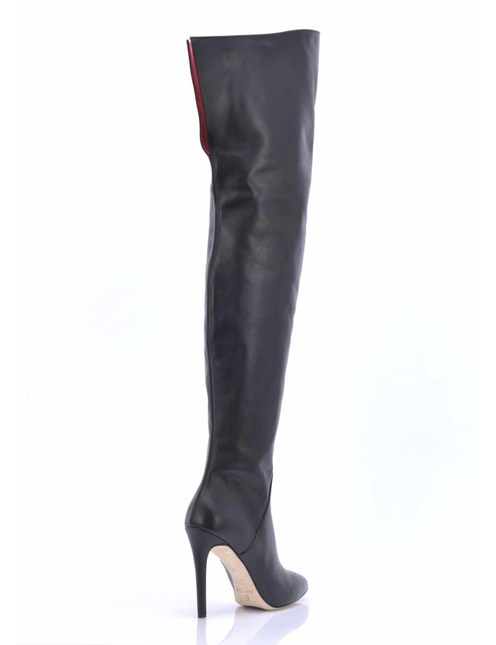 Sanctum Shoes Hoher italienischer Overknee-Stiefel VESTA mit 10cm Pfennigabsatz aus echtem Leder