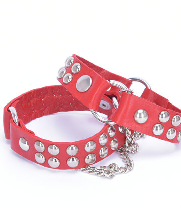 Sanctum Shoes Leren laarsriem LEA - 2 cm - enkele ketting - rood nappaleer