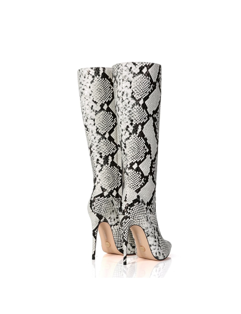 Giaro Giaro MILA GREY SNAKE KNEE BOOTS Italian Style