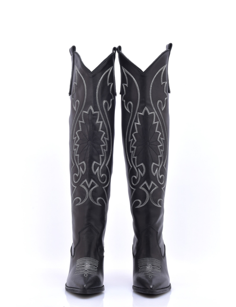 Sanctum Shoes Cardinale leren hoge hakken cowboy laarzen