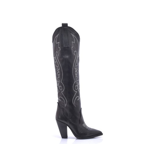Sanctum Shoes CARDINALE BLACK HIGH HEEL LEATHER COWBOY BOOTS