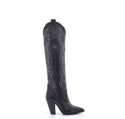 Sanctum Shoes CARDINALE ZWART HOGE HAKKEN LEREN COWBOY LAARZEN