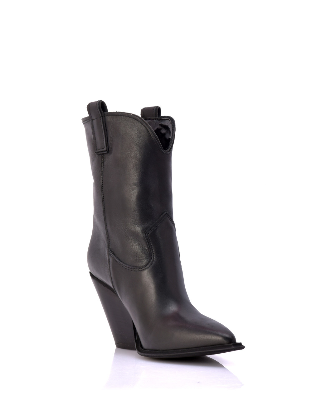Sanctum Shoes Julie korte leren cowboy laarzen  met hoge hakken