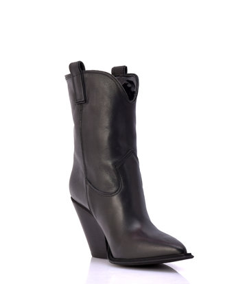 Sanctum Shoes Julie korte leren cowboy laarzen  met hoge hakken