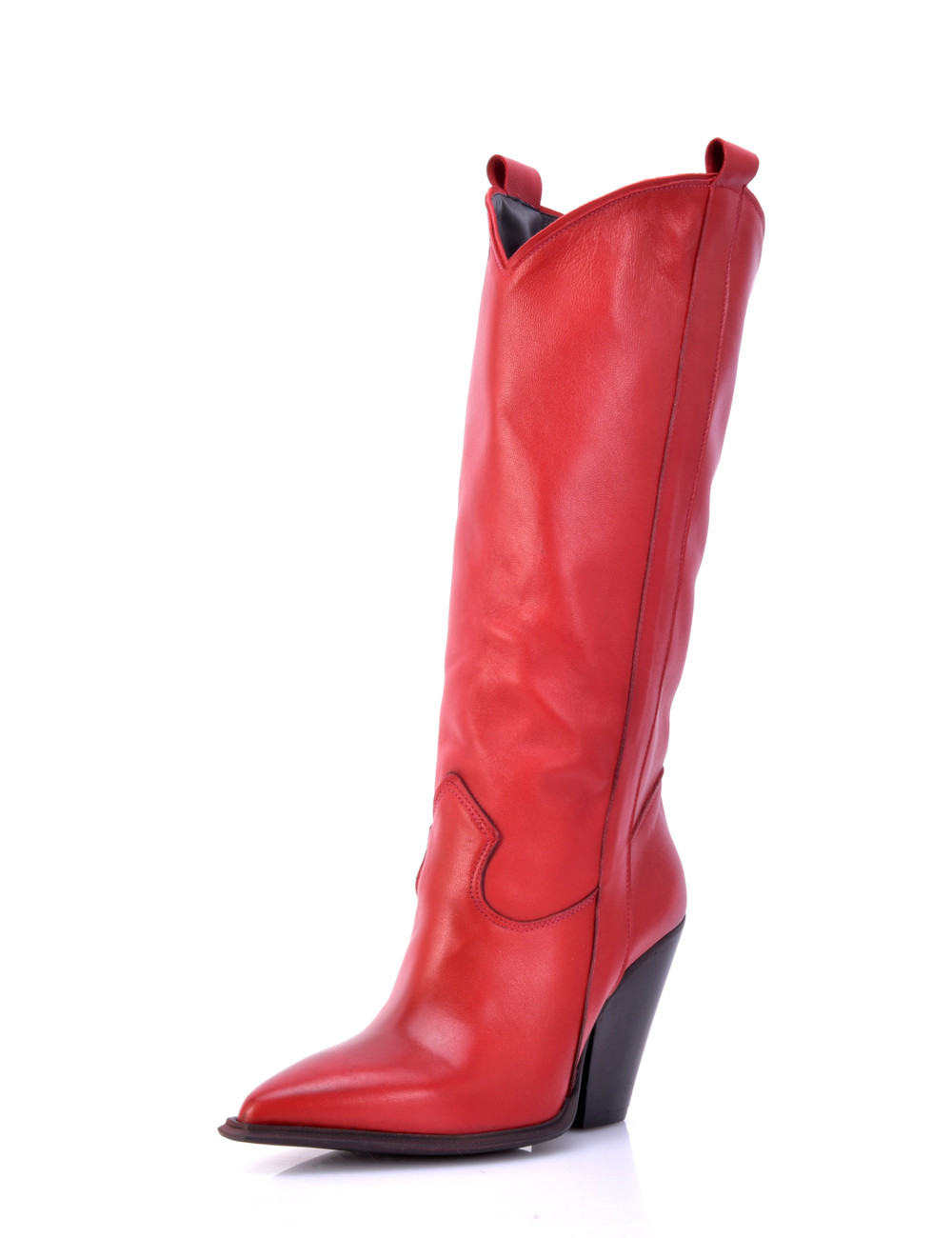 Sanctum Shoes Red leather Racuel high heel cowboy boots