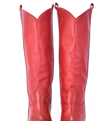 Sanctum Shoes Racquel rode leren hoge hakken cowboy laarzen
