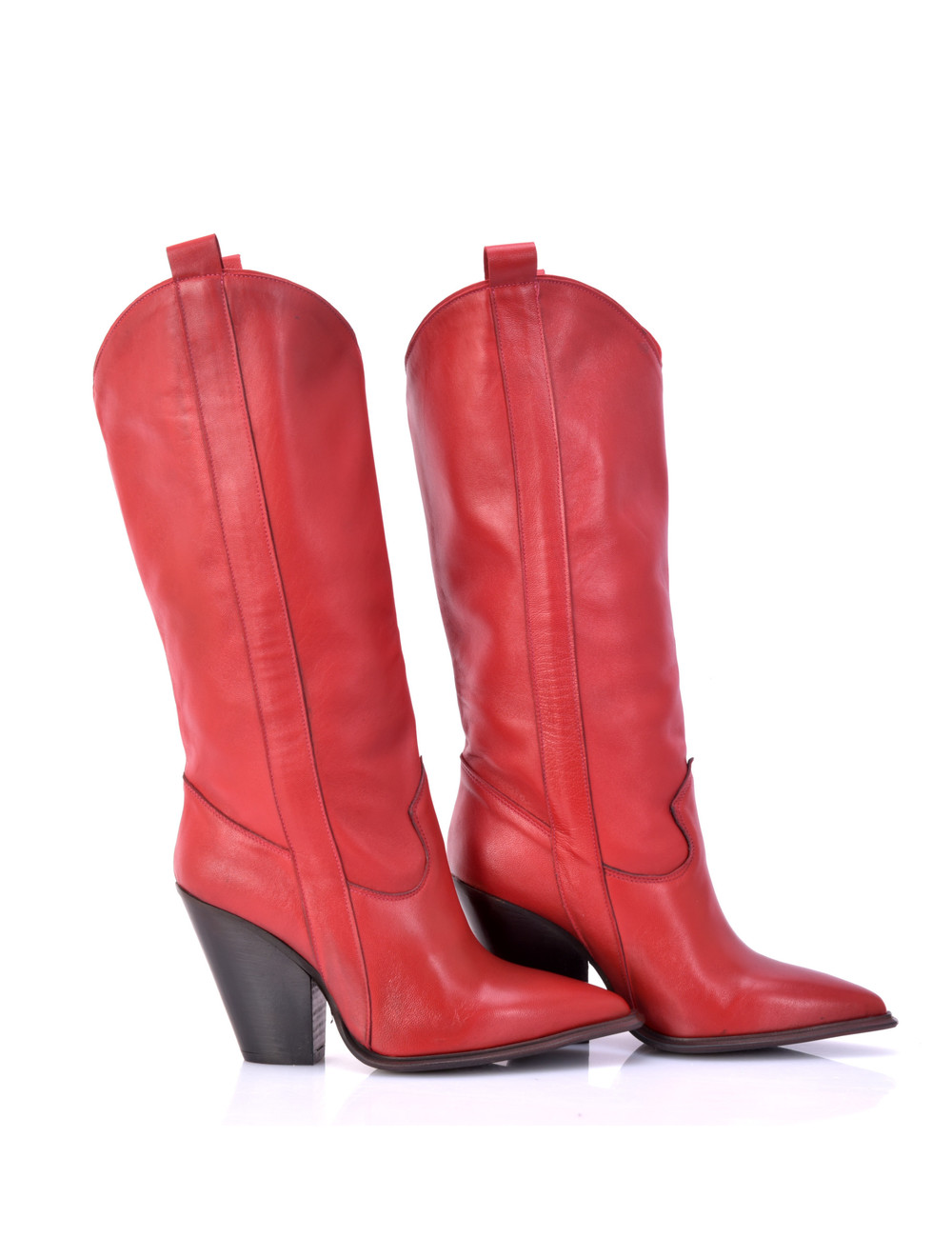 Sanctum Shoes Red leather Racuel high heel cowboy boots