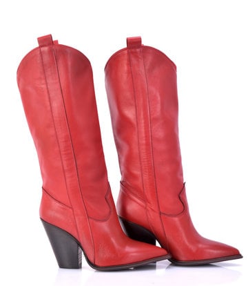 Sanctum Red leather Racquel high heel cowboy boots