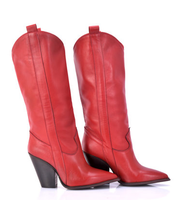Sanctum Shoes Red leather Racuel high heel cowboy boots