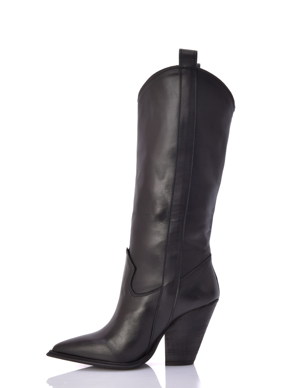 Sanctum Shoes Black leather Raquel high heel cowboy boots