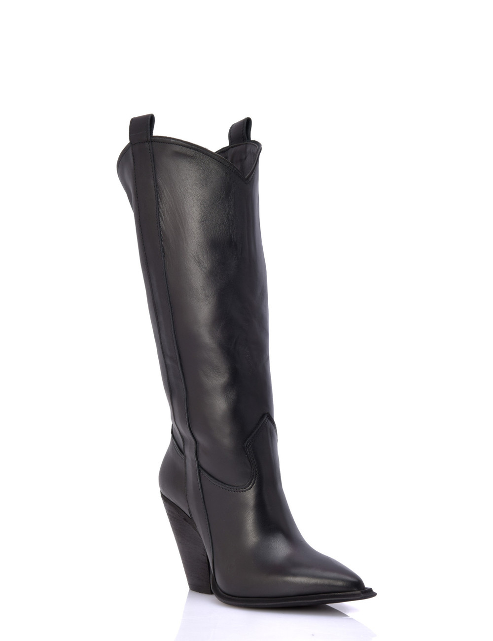 Sanctum Shoes Zwart leren Raquel cowboylaarzen met hoge hak