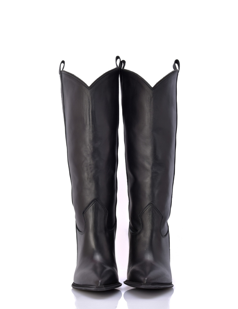 Sanctum Shoes Black leather Raquel high heel cowboy boots