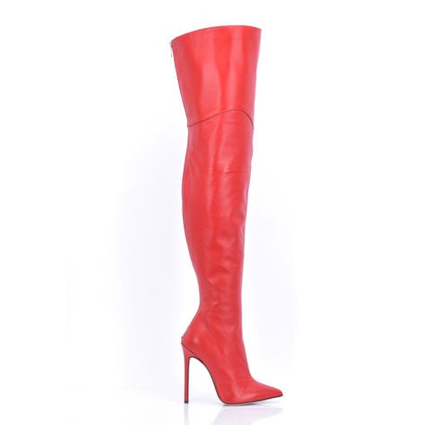 Sanctum Shoes VESPER THIGH BOOTS RED NAPPA with ZIPPER