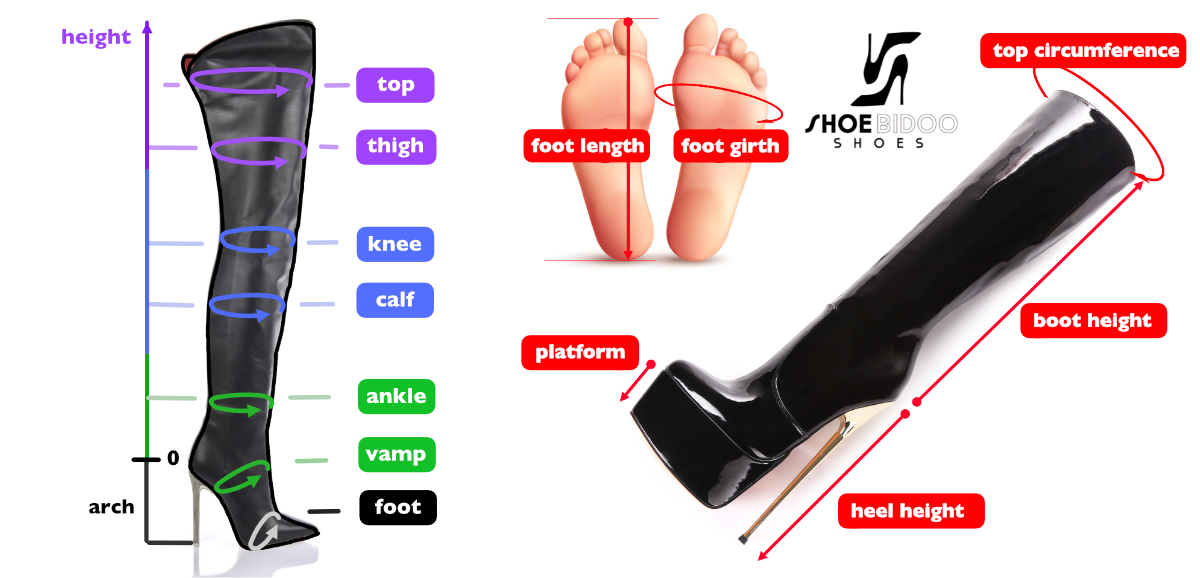 Shoe sizes for all models - Shoebidoo Shoes