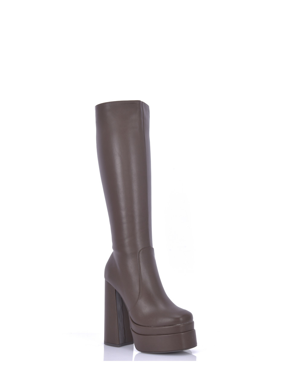 Stephan Vegan STEPHAN SEVERINE PLATFORM KNEE BOOTS | BROWN MATTE