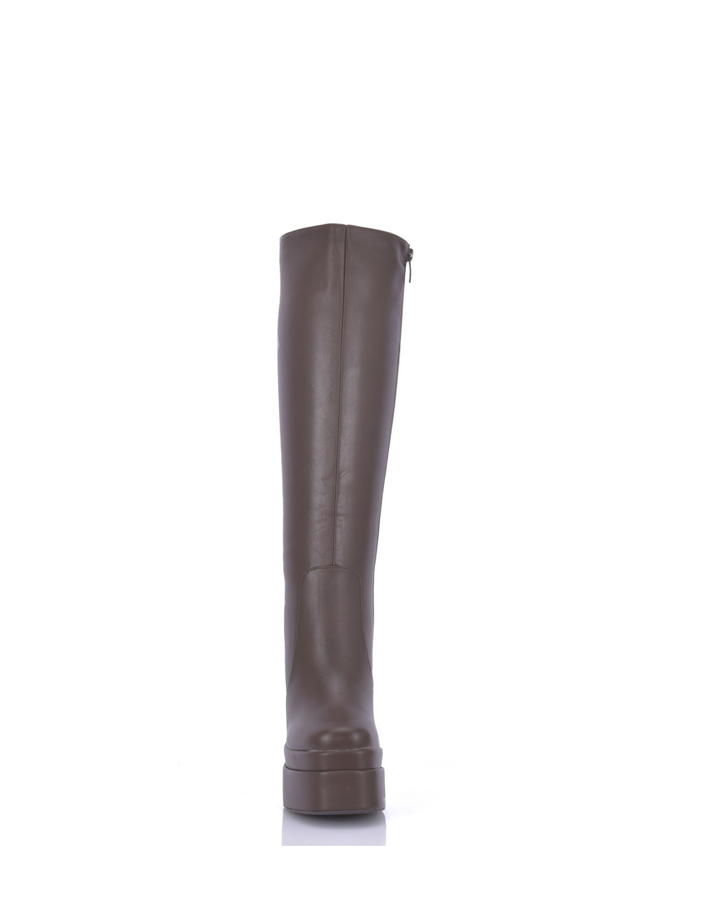 Stephan Vegan Severine platform chunky heel knee boots brown