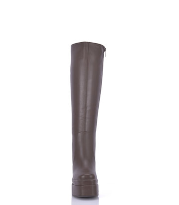Stephan STEPHAN SEVERINE PLATFORM KNEE BOOTS | BROWN MATTE