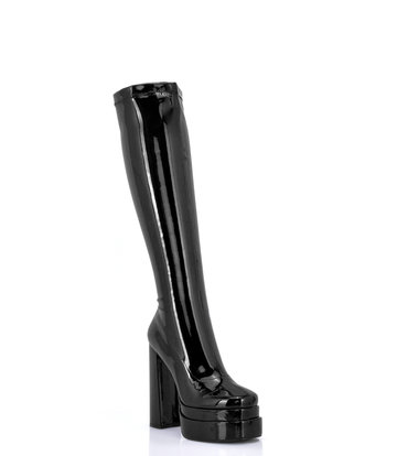 Stephan Vegan STEPHAN | SEVERINE PLATFORM KNEE BOOTS | BLACK SHINY