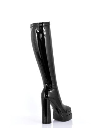 Stephan Vegan Caruso platform knee boots - black shiny