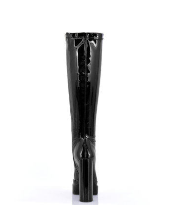 Stephan Vegan Caruso platform knee boots - black shiny