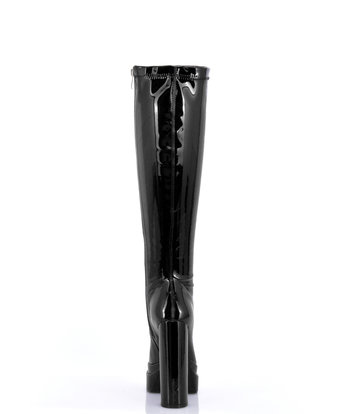 Stephan Vegan STEPHAN | SEVERINE PLATFORM KNEE BOOTS | BLACK SHINY