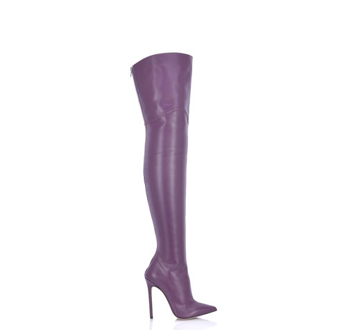 Sanctum Shoes VESPER THIGH BOOTS PURPLE NAPPA with ZIPPER