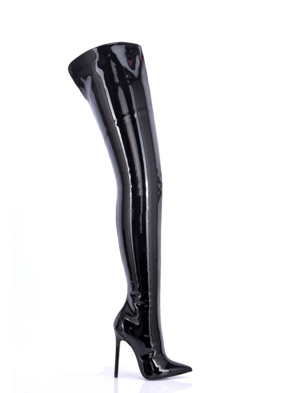 Sanctum Vegan  Stiefel VESTA mit hohem Schritt und Stiletto-Absatz aus italienischem VEGAN-Glanzleder