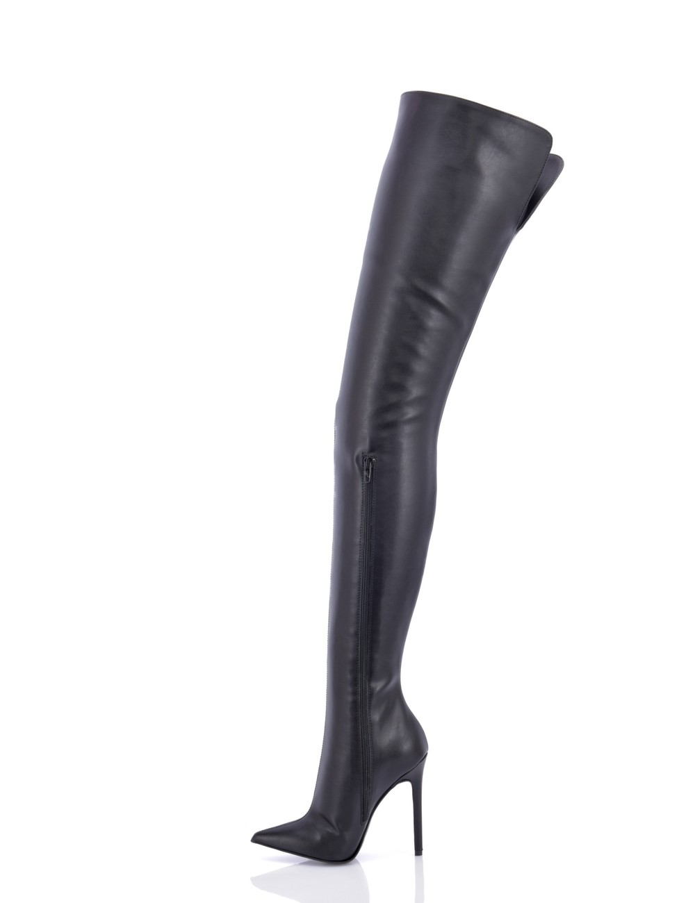 High thigh boots with stiletto heels in VEGAN leather - Shoebidoo Shoes ...
