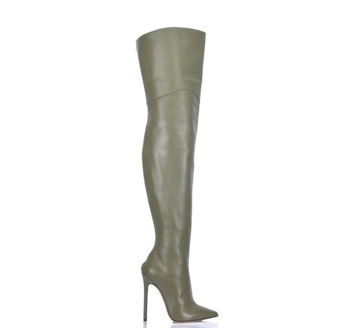 Sanctum Shoes VESPER THIGH BOOTS GREEN NAPPA with ZIPPER