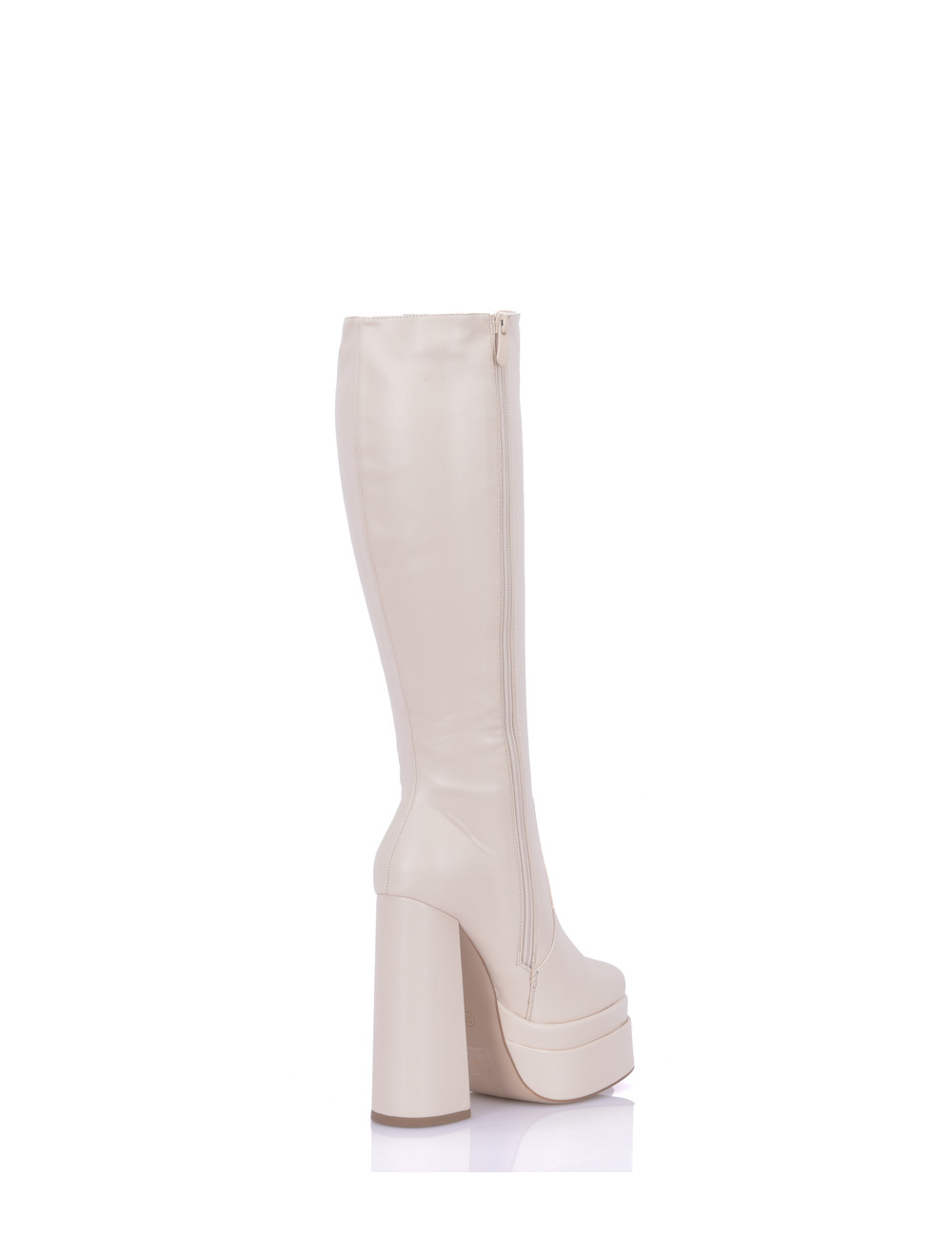 Stephan Vegan Severine platform chunky knee boots beige