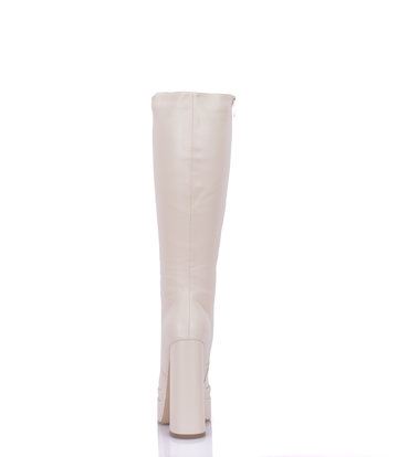 Stephan Vegan Severine platform chunky knee boots beige