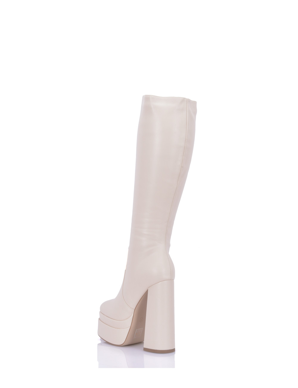 Stephan Vegan STEPHAN SEVERINE PLATFORM KNEE BOOTS | BEIGE MATTE