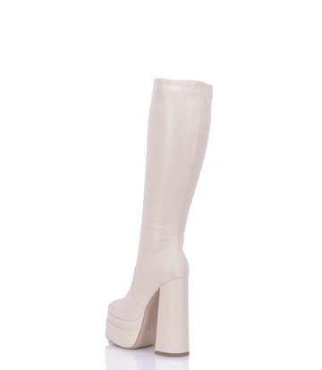 Stephan STEPHAN SEVERINE PLATFORM KNEE BOOTS | BEIGE MATTE