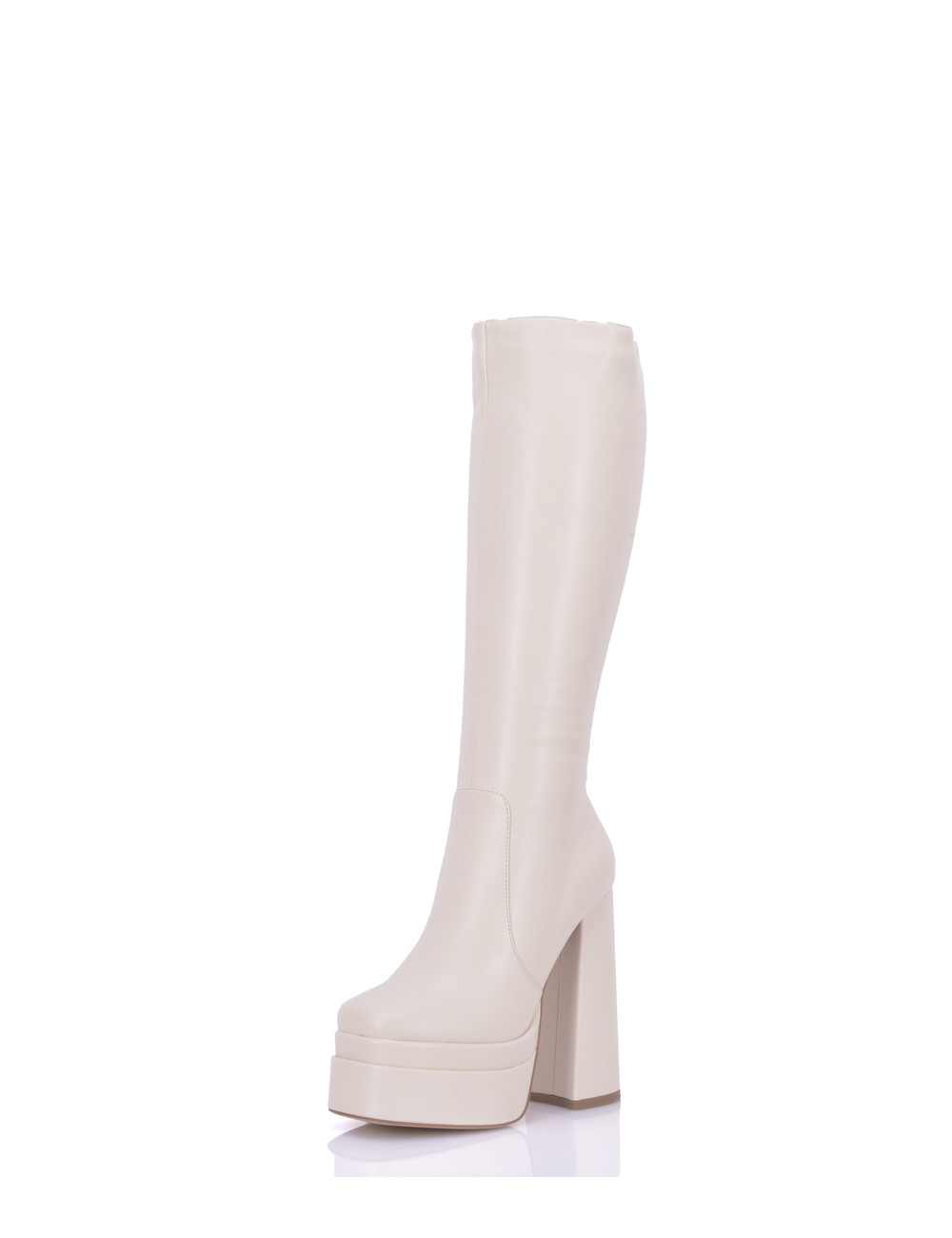 Stephan Vegan STEPHAN SEVERINE PLATFORM KNEE BOOTS | BEIGE MATTE