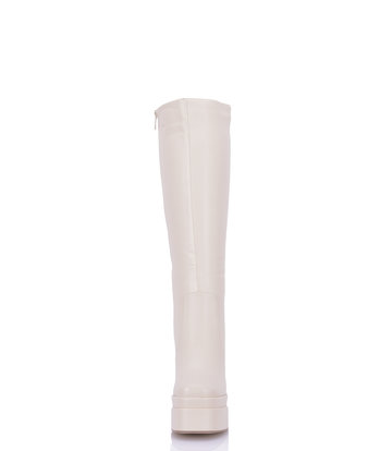 Stephan STEPHAN SEVERINE PLATFORM KNEE BOOTS | BEIGE MATTE