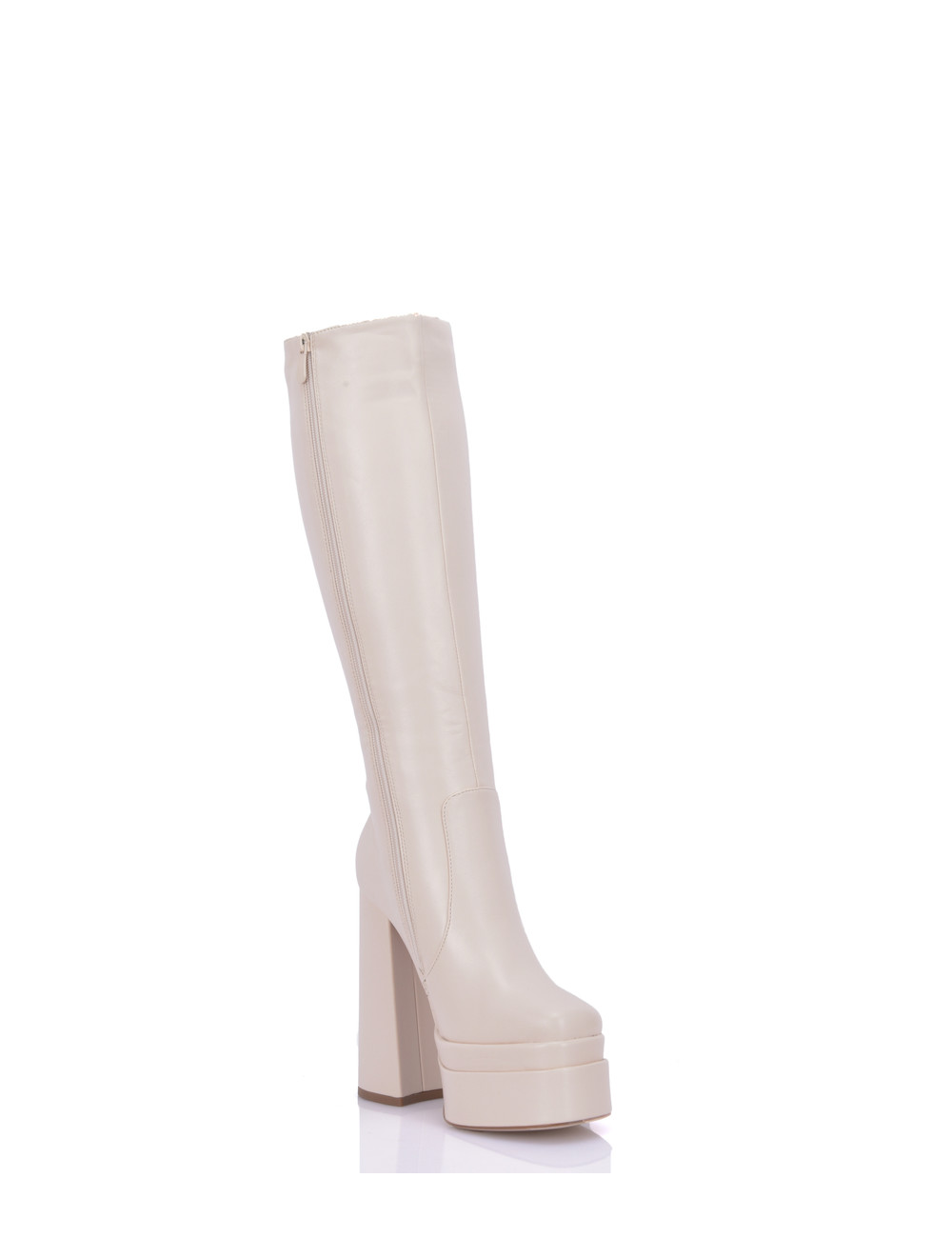 Stephan Vegan STEPHAN SEVERINE PLATFORM KNEE BOOTS | BEIGE MATTE